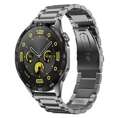 Per Huawei Watch GT4 46mm cinturino in metallo in acciaio inossidabile con tre perline (grigio)