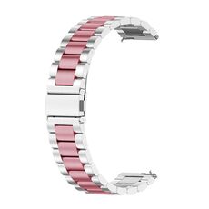 Per Huawei Watch GT4 46mm cinturino in metallo con tre perline in acciaio inossidabile (argento + rosa)