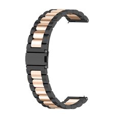 Per Huawei Watch GT4 46mm cinturino in metallo in acciaio inossidabile con tre perline (nero + oro rosa)