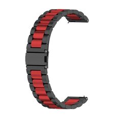 Per Huawei Watch GT4 41mm cinturino in metallo con tre perline in acciaio inossidabile (nero + rosso)