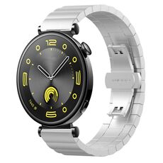 Per Huawei Watch GT4 41mm Cinturino in metallo con fibbia a farfalla in acciaio inossidabile con perline (argento)
