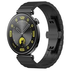 Per Huawei Watch GT4 41mm Cinturino per orologio in metallo con fibbia a farfalla in acciaio inossidabile con perline (nero)