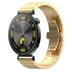 Per Huawei Watch GT4 41mm Cinturino in metallo con fibbia a farfalla in acciaio inossidabile con perline (oro)