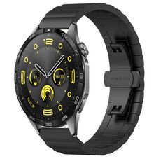 Per Huawei Watch GT4 46mm Cinturino in metallo con fibbia a farfalla in acciaio inossidabile con perline (nero)