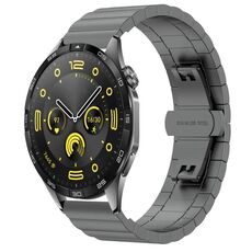 Per Huawei Watch GT4 46mm Cinturino per orologio in metallo con fibbia a farfalla in acciaio inossidabile (grigio)
