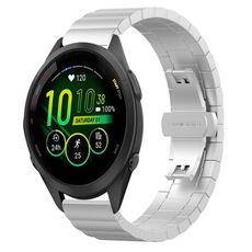 Per Garmin Forerunner 265S cinturino per orologio in metallo con fibbia a farfalla in acciaio inossidabile (argento)