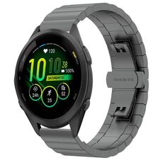 Per Garmin Forerunner 265S cinturino per orologio in metallo con fibbia a farfalla in acciaio inossidabile con perline (grigio)