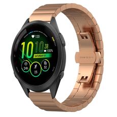 Per Garmin Forerunner 265S cinturino per orologio in metallo con fibbia a farfalla in acciaio inossidabile (oro rosa)