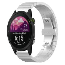 Per Garmin Forerunner 255S Music / 255S One Bead Butterfly Buckle Cinturino in metallo in acciaio inossidabile (Argento)