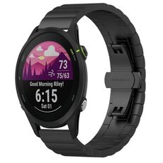 Per Garmin Forerunner 255S Music / 255S Cinturino per orologio in metallo con fibbia a farfalla in acciaio inossidabile (nero)