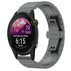 Per Garmin Forerunner 255S Music / 255S Cinturino per orologio in metallo con fibbia a farfalla in acciaio inossidabile (grigio)