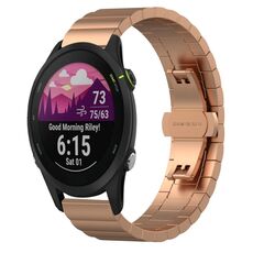 Per Garmin Forerunner 255S Music / 255S Cinturino per orologio in metallo con fibbia a farfalla in acciaio inossidabile (oro rosa)