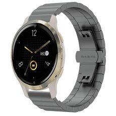 Per Garmin Venu 2S cinturino per orologio in metallo con fibbia a farfalla in acciaio inossidabile (grigio)