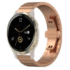 Per Garmin Venu 2S cinturino per orologio in metallo con fibbia a farfalla in acciaio inossidabile (oro rosa)