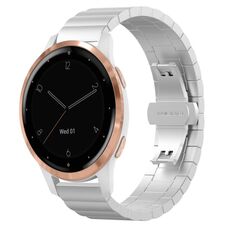 Per Garmin Vivoactive 4S cinturino per orologio in metallo con fibbia a farfalla in acciaio inossidabile (argento)