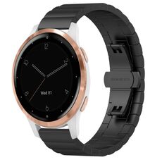 Per Garmin Vivoactive 4S cinturino per orologio in metallo con fibbia a farfalla in acciaio inossidabile (nero)