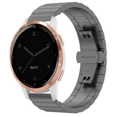 Per Garmin Vivoactive 4S cinturino per orologio in metallo con fibbia a farfalla in acciaio inossidabile (grigio)