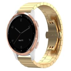 Per Garmin Vivoactive 4S cinturino per orologio in metallo con fibbia a farfalla in acciaio inossidabile (oro)