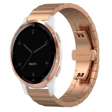 Per Garmin Vivoactive 4S cinturino per orologio in metallo con fibbia a farfalla in acciaio inossidabile (oro rosa)