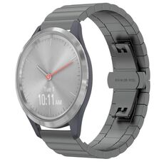 Per Garmin Vivomove 3S cinturino per orologio in metallo con fibbia a farfalla in acciaio inossidabile (grigio)