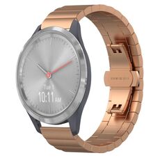 Per Garmin Vivomove 3S cinturino per orologio in metallo con fibbia a farfalla in acciaio inossidabile (oro rosa)