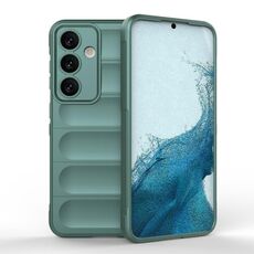 Per Samsung Galaxy S24 5G Magic Shield TPU + custodia per telefono in flanella (verde scuro)