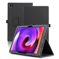 Custodia per tablet in pelle texture pelle TCL NxtPaper 11 con cinturino per poggiamano e slot per penna (nero)