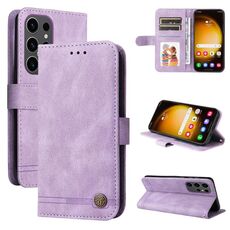 Per Samsung Galaxy S24 Ultra Skin Feel Life Tree Custodia in pelle con bottoni in metallo (viola)