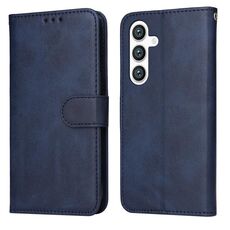 Custodia per cellulare in pelle flip classica con texture di vitello per Samsung Galaxy S24 (blu)