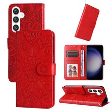 Custodia per cellulare in pelle girasole goffrata per Samsung Galaxy S24 (rossa)