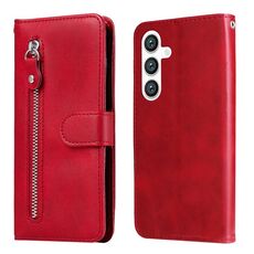 Custodia per cellulare in pelle con cerniera alla moda per Samsung Galaxy S24 (rossa)