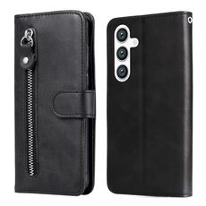 Custodia per cellulare in pelle con cerniera alla moda per Samsung Galaxy S24 (nera)