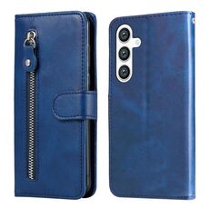 Custodia per cellulare in pelle con cerniera alla moda per Samsung Galaxy S24 (blu)