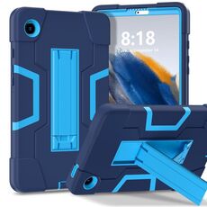 Custodia per tablet PC in silicone a colori a contrasto per Samsung Galaxy Tab A9 con supporto (blu navy + blu)