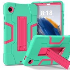 Custodia per tablet PC in silicone a colori a contrasto per Samsung Galaxy Tab A9 con supporto (verde menta + rosa rossa)