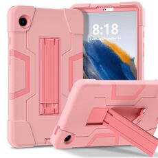 Custodia per tablet PC in silicone a colori a contrasto per Samsung Galaxy Tab A9 con supporto (oro rosa)