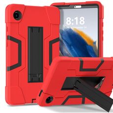 Custodia per tablet PC in silicone a colori a contrasto per Samsung Galaxy Tab A9 con supporto (rosso + nero)