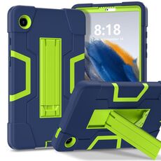 Custodia per tablet PC in silicone a colori a contrasto per Samsung Galaxy Tab A9 con supporto (blu navy + verde)