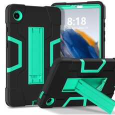 Custodia per tablet PC in silicone a colori a contrasto per Samsung Galaxy Tab A9 con supporto (nero + verde menta)