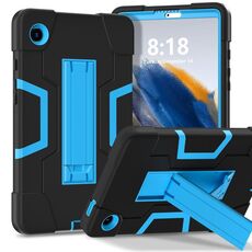 Custodia per tablet PC in silicone a colori a contrasto per Samsung Galaxy Tab A9 con supporto (nero + blu)