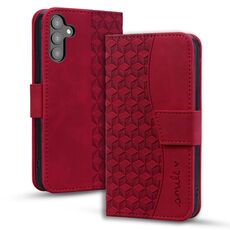 Per Samsung Galaxy S23 FE 5G Custodia per telefono in pelle con fibbia a diamante business con cordino (vino rosso)