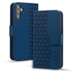 Per Samsung Galaxy S23 FE 5G Custodia per telefono in pelle con fibbia di diamanti business con cordino (blu reale)