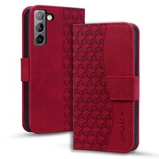 Per Samsung Galaxy S23+ 5G Custodia per telefono in pelle con fibbia di diamanti Business con cordino (vino rosso)