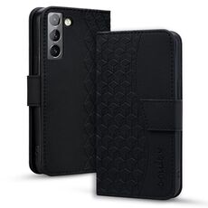 Per Samsung Galaxy S23+ 5G Custodia per telefono in pelle con fibbia a diamante business con cordino (nero)