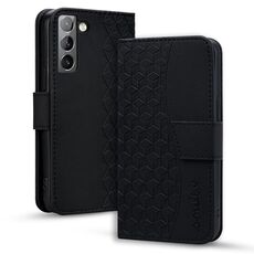 Per Samsung Galaxy S22 5G Custodia per telefono in pelle con fibbia a diamante business con cordino (nero)