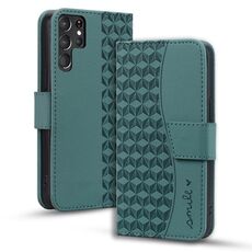 Per Samsung Galaxy S22 Ultra 5G Custodia per telefono in pelle con fibbia a diamante business con cordino (verde)