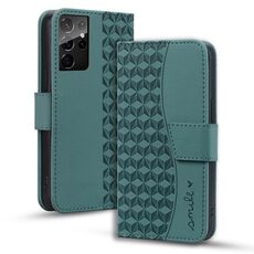 Per Samsung Galaxy S21 Ultra 5G Custodia per telefono in pelle con fibbia a diamante business con cordino (verde)