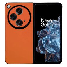 Per OPPO Find N3 / OnePlus Open Morandi Custodia per telefono con texture in pelle tinta unita (arancione)