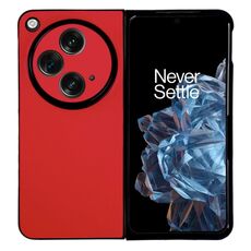 Per OPPO Find N3 / OnePlus Open Morandi Custodia per telefono con texture in pelle tinta unita (rossa)