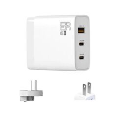 Adattatore portatile multicompatibile USB GAN 65W PD45W Dual Type-C+QC3.0 AU + spina USA Bianco